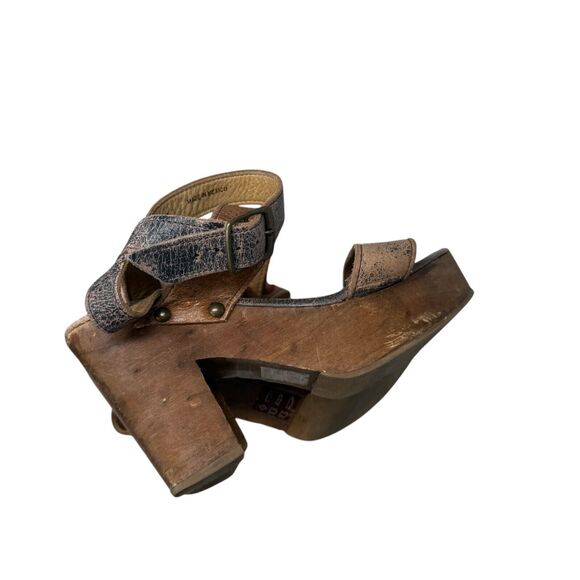 Bed Stu Sophie Platform Heel Sandals Brown Distressed Leather Chunky Y2K Women 7 - Picture 6 of 11